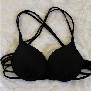 Black Underwire Push Up Black Bikini Top